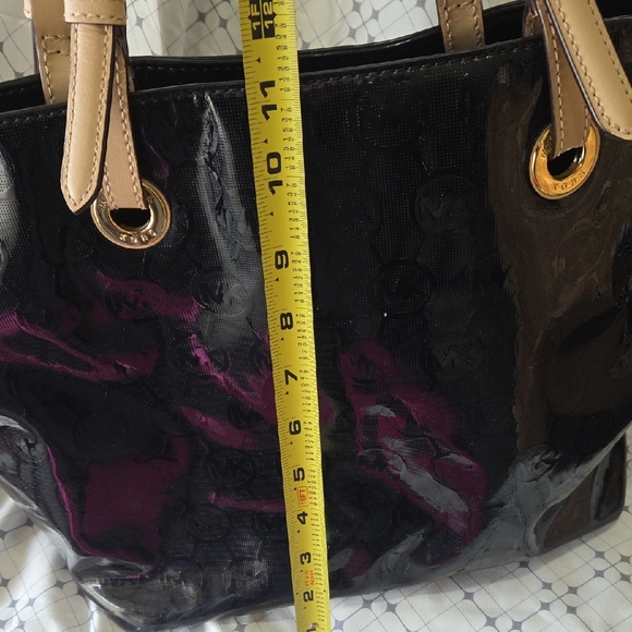 Michael Kors Black Patent Leather Tote with Gold Accents - Picture 13 of 16